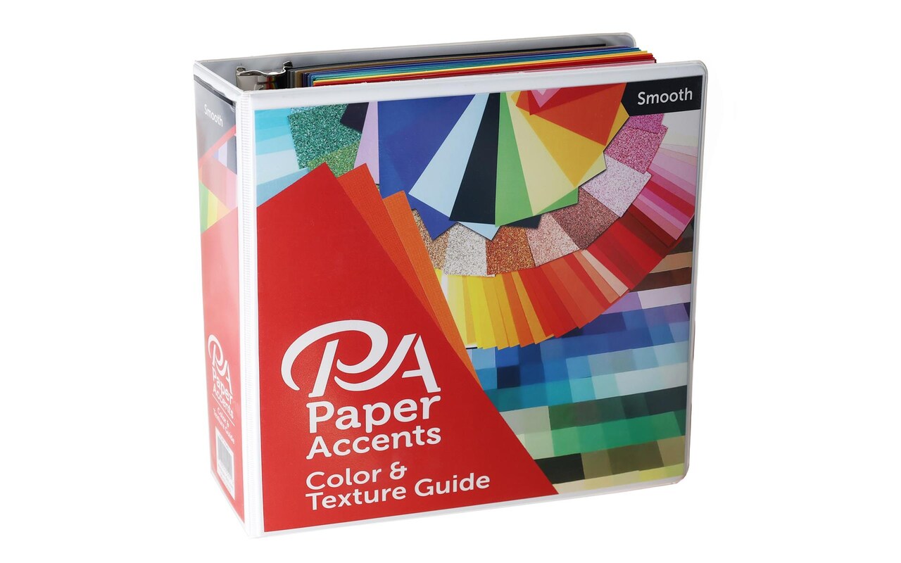 Paper Accents Swatches Smooth, 8.5" x 11" color and texture guide swatches with barcodes for easy identification, includes binder for storage and organization